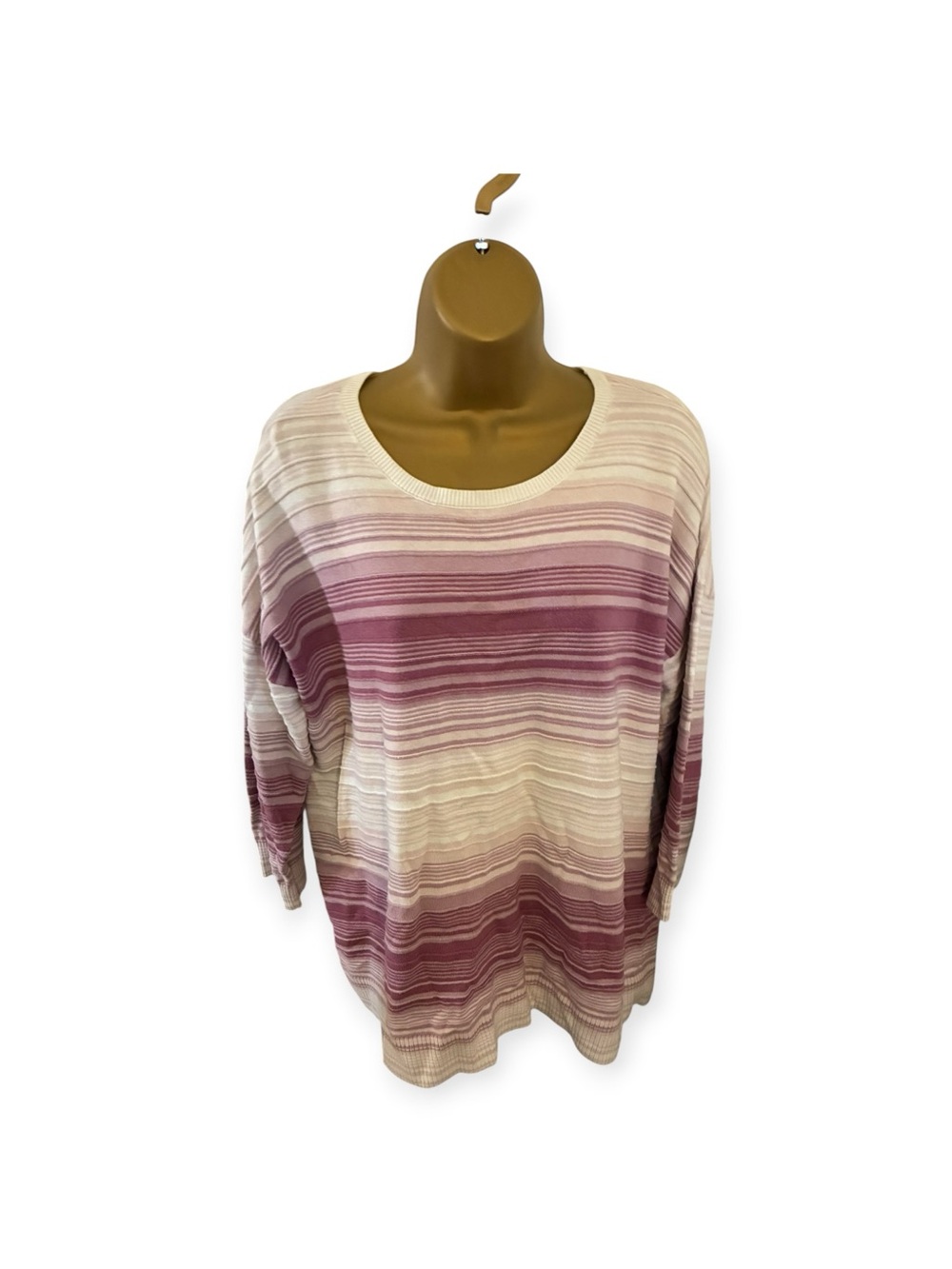 Christopher & Banks Striped Crew Neck Sweater Lightweight Textured XL